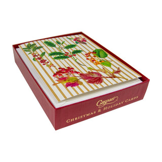 Caspari Berry Botanical C-Size Boxed Christmas Cards - 15 Cards And Envelopes 104203