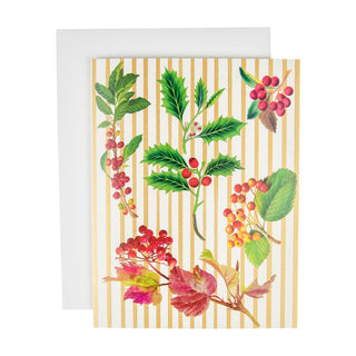 Caspari Berry Botanical C-Size Boxed Christmas Cards - 15 Cards And Envelopes 104203