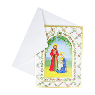 Caspari Nativity With Decorated Arch C-Size Boxed Christmas Cards - 15 Cards And Envelopes 104204