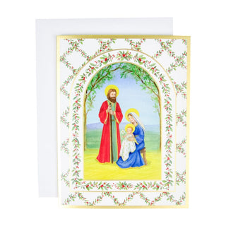 Caspari Nativity With Decorated Arch C-Size Boxed Christmas Cards - 15 Cards And Envelopes 104204