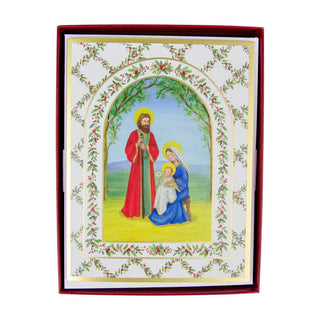 Caspari Nativity With Decorated Arch C-Size Boxed Christmas Cards - 15 Cards And Envelopes 104204