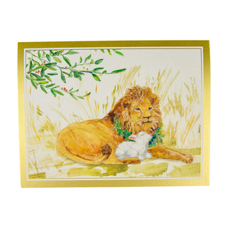 Caspari The Lion And The Lamb C-Size Boxed Christmas Cards - 15 Cards And Envelopes 104209