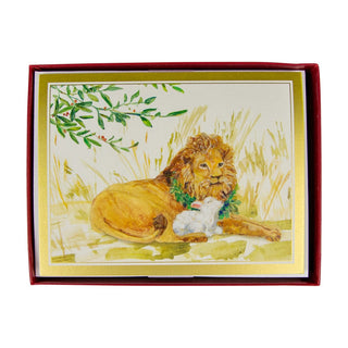 Caspari The Lion And The Lamb C-Size Boxed Christmas Cards - 15 Cards And Envelopes 104209