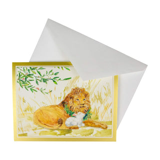 Caspari The Lion And The Lamb C-Size Boxed Christmas Cards - 15 Cards And Envelopes 104209