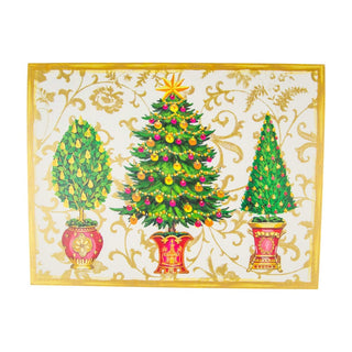 Caspari Gilded Trees C-Size Boxed Christmas Cards - 15 Cards And Envelopes 104210