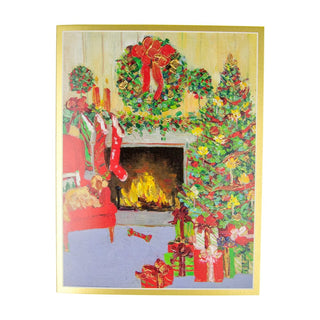 Caspari Decorated Living Room C-Size Boxed Christmas Cards - 15 Cards And Envelopes 104211