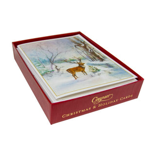 Personalization by Caspari Deer In Snowy Wood Personalized Christmas Cards 104212PG