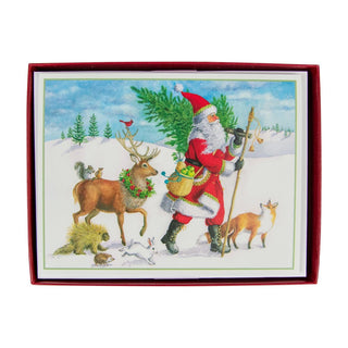 Personalization by Caspari Winter Walk Santa Personalized Christmas Cards 104215PG