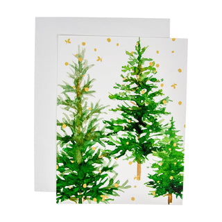 Caspari White Christmas Foil Christmas Cards - 10 Christmas Cards & 10 Envelopes 104218