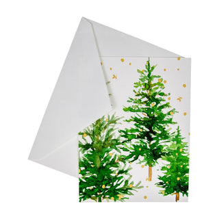 Caspari White Christmas Foil Christmas Cards - 10 Christmas Cards & 10 Envelopes 104218