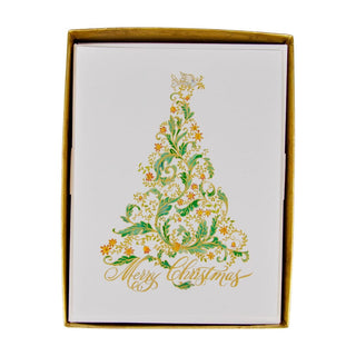 Personalization by Caspari Calligraphy Christmas Tree Personalized Christmas Cards 104221PG