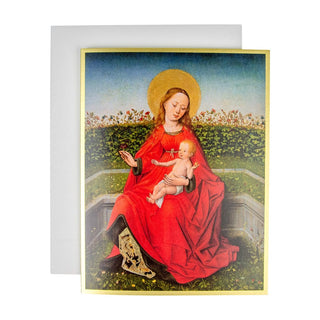 Caspari Maria Of The Rose Bush D-Size Boxed Christmas Cards - 15 Cards And Envelopes 104301