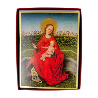 Caspari Maria Of The Rose Bush D-Size Boxed Christmas Cards - 15 Cards And Envelopes 104301