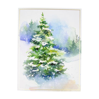 Personalization by Caspari Evergreens In Snowy Field Large Personalized Christmas Cards 104302PG