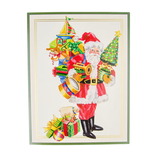 Caspari Mr. Claus D-Size Boxed Christmas Cards - 15 Cards And Envelopes 104303