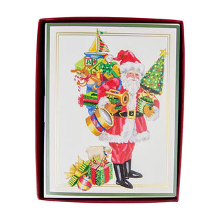 Caspari Mr. Claus D-Size Boxed Christmas Cards - 15 Cards And Envelopes 104303