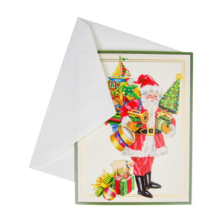 Caspari Mr. Claus D-Size Boxed Christmas Cards - 15 Cards And Envelopes 104303