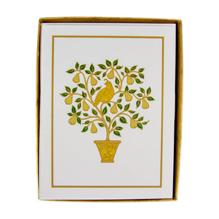 Personalization by Caspari Partridge In A Pear Tree Embossed Large Personalized Christmas Cards 104307PG