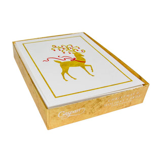 Caspari Reindeer Embossed Boxed Christmas Cards - 10 Christmas Cards & 10 Envelopes 104309