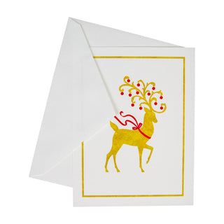 Caspari Reindeer Embossed Boxed Christmas Cards - 10 Christmas Cards & 10 Envelopes 104309