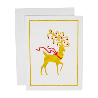 Caspari Reindeer Embossed Boxed Christmas Cards - 10 Christmas Cards & 10 Envelopes 104309