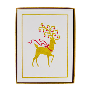 Personalization by Caspari Reindeer Embossed Large Personalized Christmas Cards 104309PG