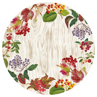 Caspari Berry Botanical Taupe Round Paper Placemats - 12 Per Package 1119PPRND