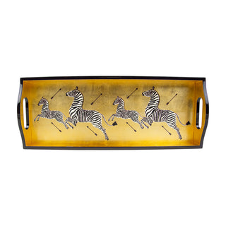 Zebras Gold Lacquer Trays - 1 Each