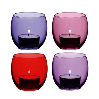 LSA Glassware Coro Assorted Votive Holders in Berry 15430