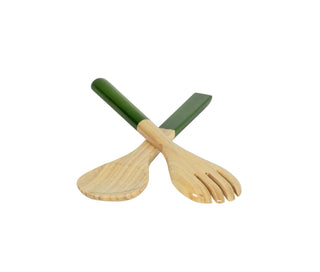 Albert L Punkt Lacquered Bamboo Salad Servers in Grass Green - 1 Pair 15670