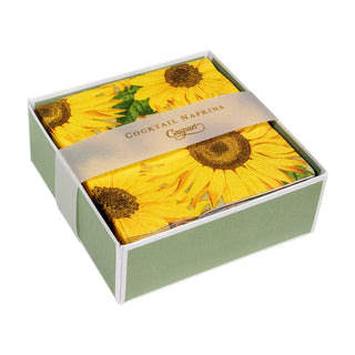 Caspari Sunflowers Boxed Paper Cocktail Napkins - 40 Per Box 16520B