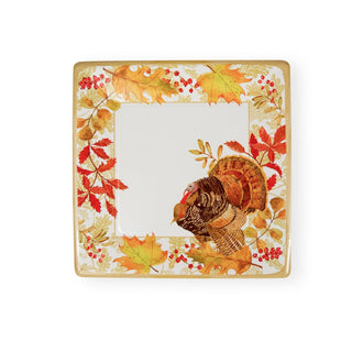 Caspari Woodland Turkey Square Paper Dinner Plates - 8 Per Package 17110DP