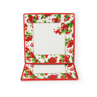 Caspari Christmas Berry Square Paper Dinner Plates in Red - 8 Per Package 17230DP