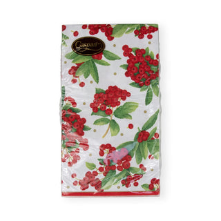 Caspari Christmas Berry Paper Guest Towel Napkins in Red - 15 Per Package 17230G