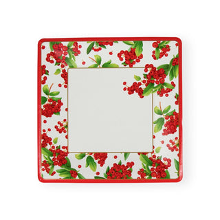 Caspari Christmas Berry Square Paper Salad & Dessert Plates in Red - 8 Per Package 17230SP