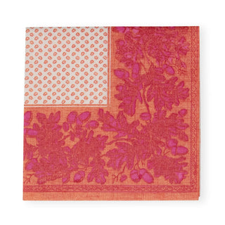 Caspari Oak Leaves & Acorns Paper Linen Cocktail Napkins in Orange & Fuchsia - 15 Per Package 17290CG