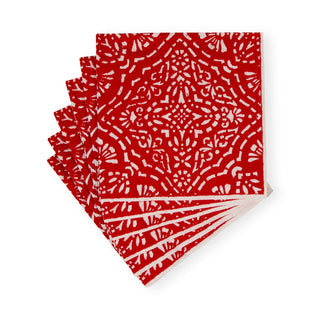 Caspari Annika Paper Cocktail Napkins in Red - 20 Per Package 17300C