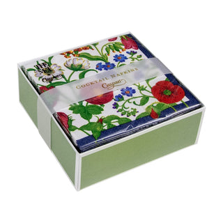 Caspari Cloisters Garden Boxed Cocktail Napkins in White - 40 Per Box 17390B