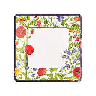 Caspari Cloisters Garden Square Salad & Dessert Plates in White- 8 Per Package 17390SP