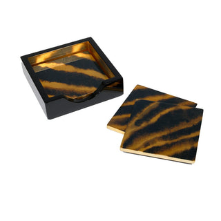 Caspari Go Wild Set Of 4 Lacquer Coasters - 4" Diameter 17520LQCSET