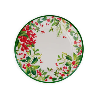 Caspari Holly Chintz White Dinner Plates - 8 Per Package 17560DP