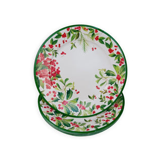 Caspari Holly Chintz White Dinner Plates - 8 Per Package 17560DP