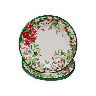 Caspari Holly Chintz White Salad & Dessert Plates - 8 Per Package 17560SP