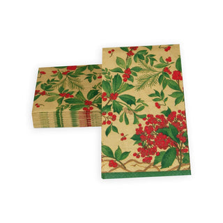 Caspari Holly Chintz Gold Guest Towel Napkins - 15 Per Package 17561G