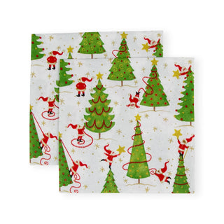 Caspari Twirling Santas Cocktail Napkins - 20 Per Package 17570C