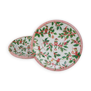 Caspari Jingle Elves Salad & Dessert Plates - 8 Per Package 17580SP