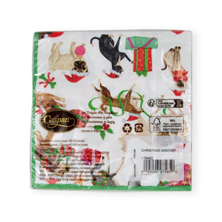 Caspari Christmas Mischief Cocktail Napkins - 20 Per Package 17640C