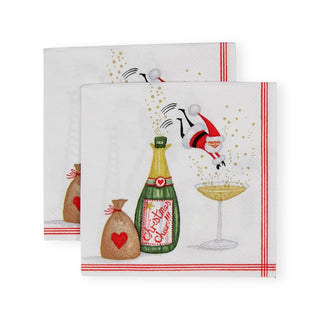 Caspari Santa Splash Cocktail Napkins - 20 Per Package 17700C