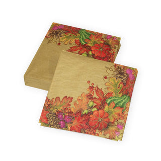 Caspari Harvest Garland Gold Cocktail Napkins - 20 Per Package 17711C