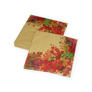 Caspari Harvest Garland Gold Luncheon Napkins - 20 Per Package 17711L